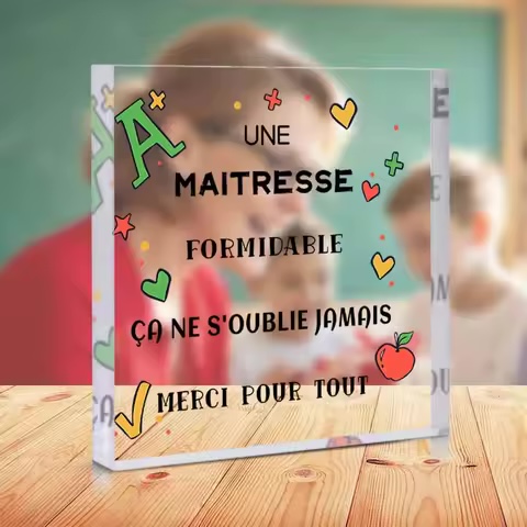 Presse-papiers rectangulaire en acrylique – remerciement enseignant